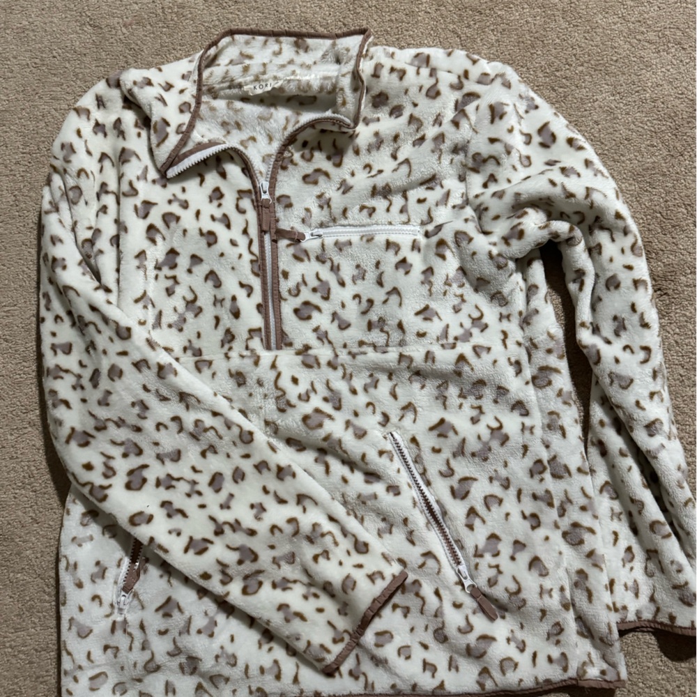 Kori Cream and Brown Fleece Pullover